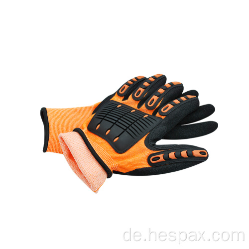 Hespax Anti Cut HPPE-Sicherheitsgummihandschuhe Anti-Impact